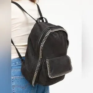 Stella McCartney Falabella Black Silver Backpack Shaggy Deer Flap Vegan Stella McCartney Shaggy Deer Falabella Crossbody Bag Black  main image 3